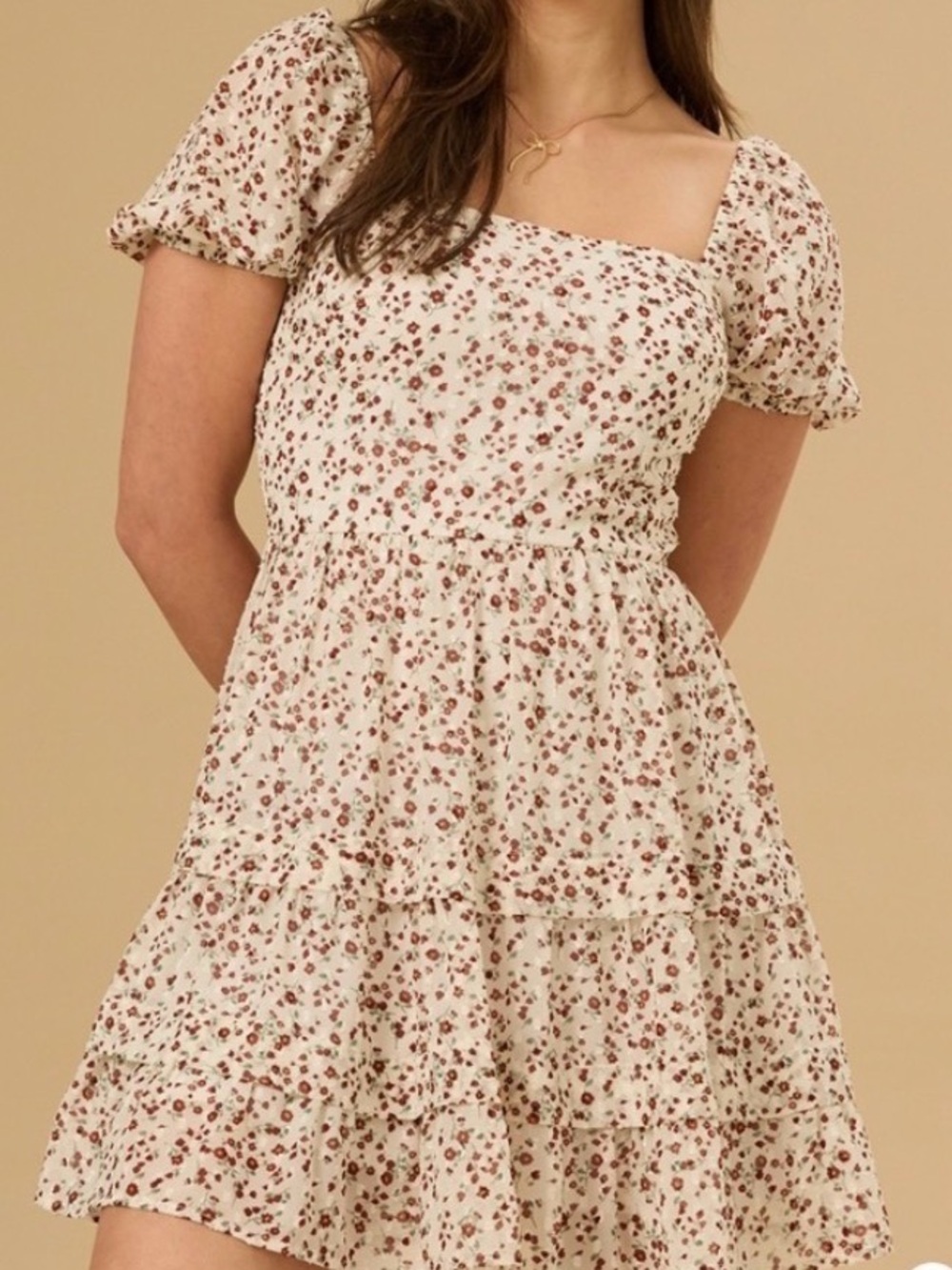 Ivory Floral Mini Dress